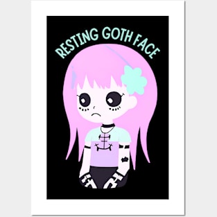 Pastel Goth Kawaii Aesthetic - Resting Goth Face Posters and Art